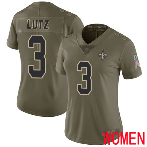 New Orleans Saints Limited Olive Women Wil Lutz Jersey NFL Football #3 2017 Salute to Service Jersey